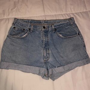 denim mom-jean style shorts
